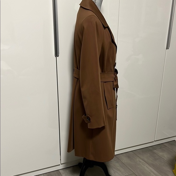 PINK TARTAN NWOT Double-Breasted Brown Trench Coat Lined, Size L - Picture 8 of 11